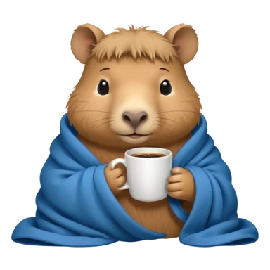 baby capypara in cozy blanket, drink coffee sticker