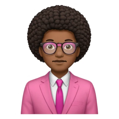 afro hair man pink suit glasses sticker