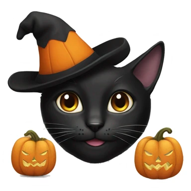Black cat with pumpkin hat sticker