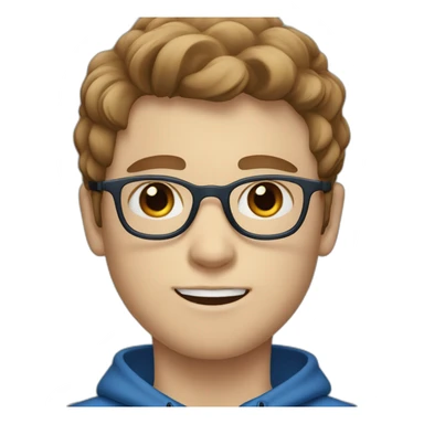 White boy with blue eyes with glasses with brown hair sticker