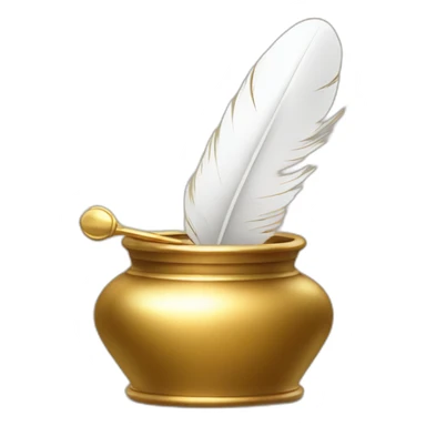 gold inkpot white feathers sticker