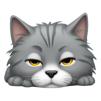 Grey fluffy cat sleeping sticker