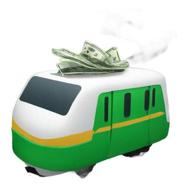 Green train on track with money  sticker