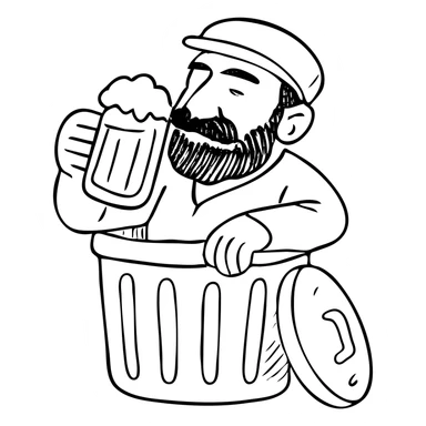 Armenian man drinking beer in a trash can sticker