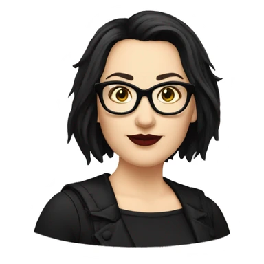 Caucasian-Mum-woman-goth-short-dark-hair-standing-wearing-glasses-plus-size sticker