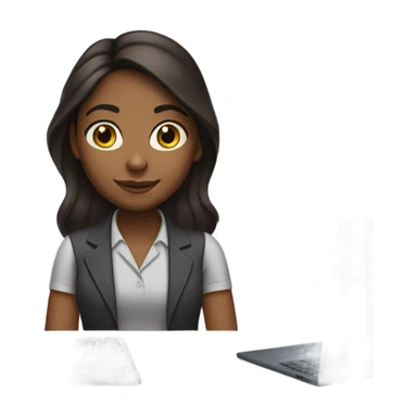 Medium hair Brown girl, computer science intern with a laptop  sticker