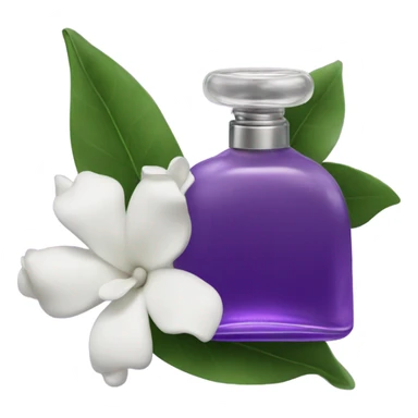 Aesthetic view of violet gardenias with a classic violet perfume bottle.
 sticker