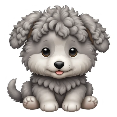 Gray curly puppy sticker