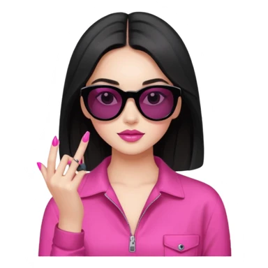 A beautiful girl with black sunglasses and pink nail paint, wearing aesthetic clothes sticker