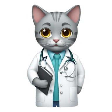 Cute grey cat being a doctor sticker