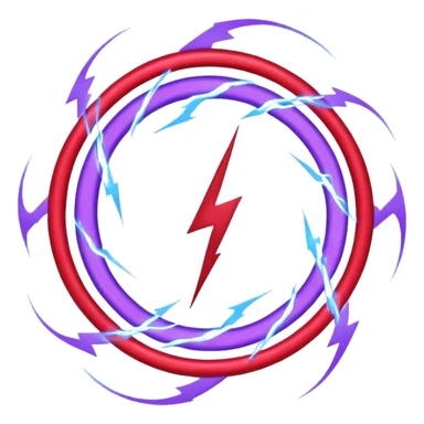 Combination of red blue lightening creating purple lightening in circle shape sticker