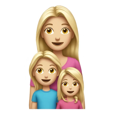 Long blonde hair mum with son and daughter  sticker