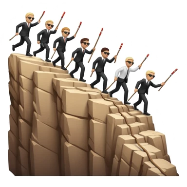 the blind leading the blind off a cliff with seeing canes  sticker