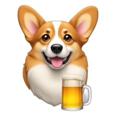corgi with beer sticker