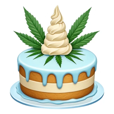 frozen ice cream cake dessert with cannabis leaf sticker