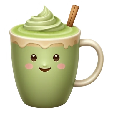 realistic Matcha latte in realistic beige colored mug sticker