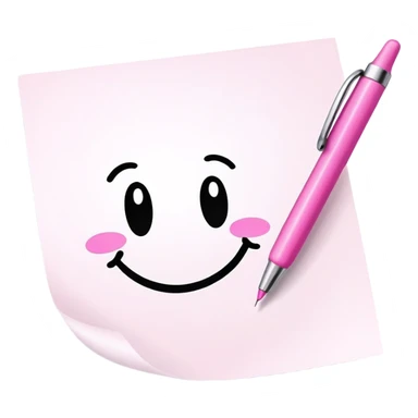 a hand doodling a smiley face with a pink pen in a notebook sticker