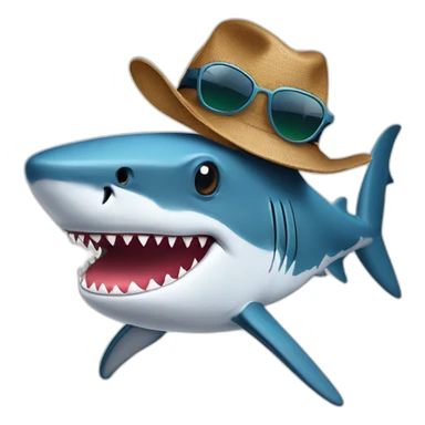 Shark with sunglass, hat tee-shirts, jeans and hat sticker