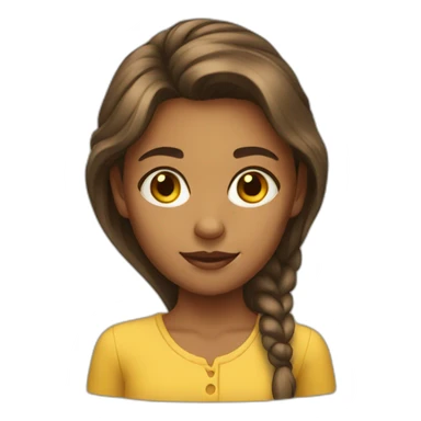 Girl with brown long yellow skin sticker
