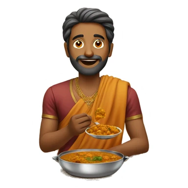 Indian man eating curry sticker