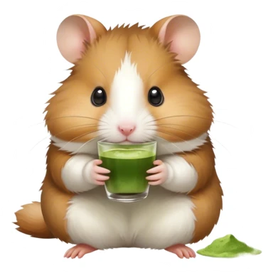 Hamster sitting drinking matcha looking away sticker