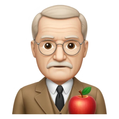 Sigmund Freud: create in exact Apple Memoji style using exact style: apple ios, 3D rendered, with exact words: я промолчу sticker