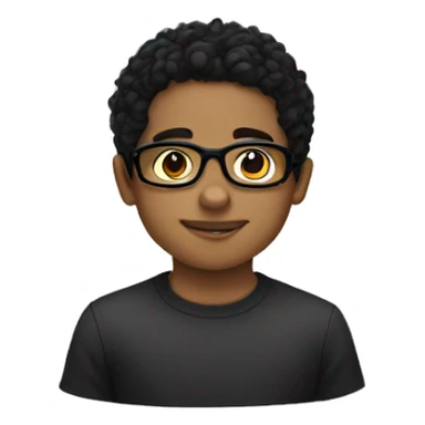 boy with black tinted glasses and black hair  sticker