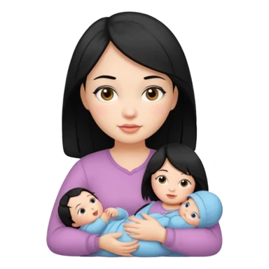 a black hair girl with 1 babie doll sticker