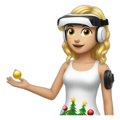 Christmas girl in front of vr headset sticker