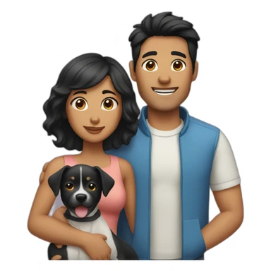 couple with black hair and 2 dogs sticker