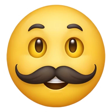 Creepy yellow emoji with long mustache sticker