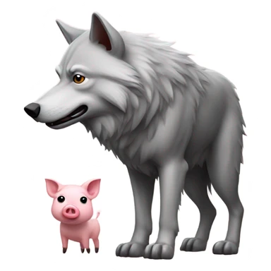 Standing wolf next to little pig sticker