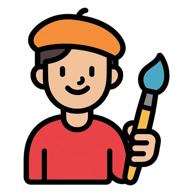artist character holding a paintbrush sticker