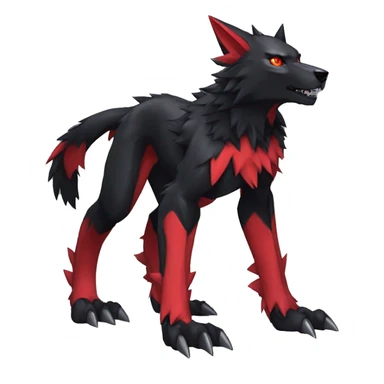  Cool Edgy Black Red Digimon-Fakemon-Garurumon-Loogamon-Wolf full body sticker