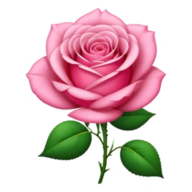 A lush pink romantic Rose with some petals and a stem sticker