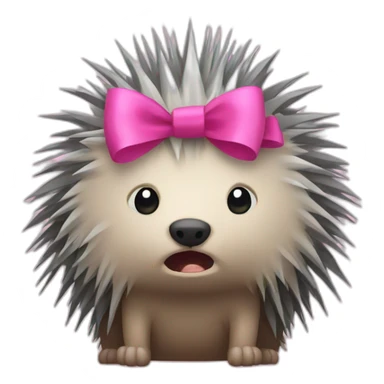 Angry porcupine with a pink bow sticker