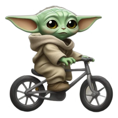 baby yoda riding a bike sticker