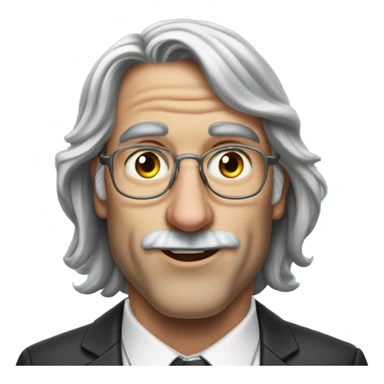 Insane man with long luscious gray hair with airpods steve job lookalike crybaby sticker
