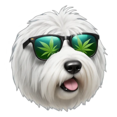 English sheepdog smoke cannabis with sunglasses realist sticker