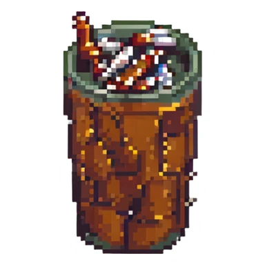 Add a few cigarette butts on the table next to the pint glass in pixel art style. Keep the background transparent. sticker