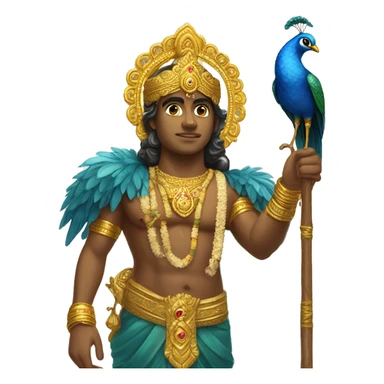 Lord murugan with blupeacock and vel staff  sticker