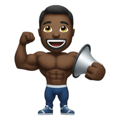 black bodybuilder with megaphone speaking sticker