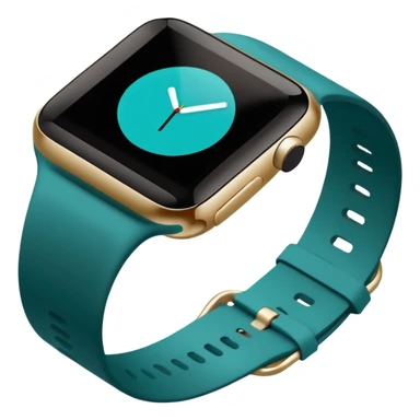 a teal fitbit band and an black apple watch lying flat in the style of an ios emoji  sticker