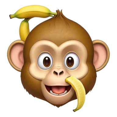 monkey making a goofy face with banana peel on head sticker