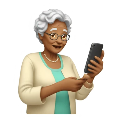 grandma using phone sticker