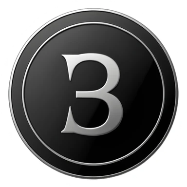 Emoji icon of a metal coin with engraved letter 8, minimalist style, isolated, only black color sticker