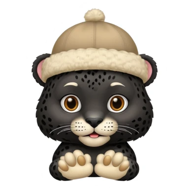 A black jaguar wearing a baby hat sticker