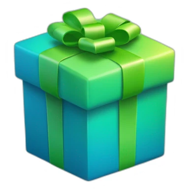 3d smooth gift box with rounded corners gradient blue to green sticker