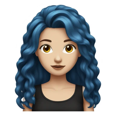 white girl with long dark blue hair wearing black tank top sticker
