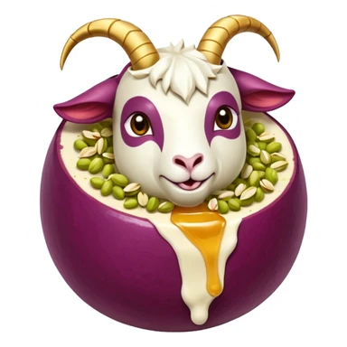 goat ball- a red seedless grade enrobed in goat cheese rolled in crushed pistachios and drizzled with honey sticker